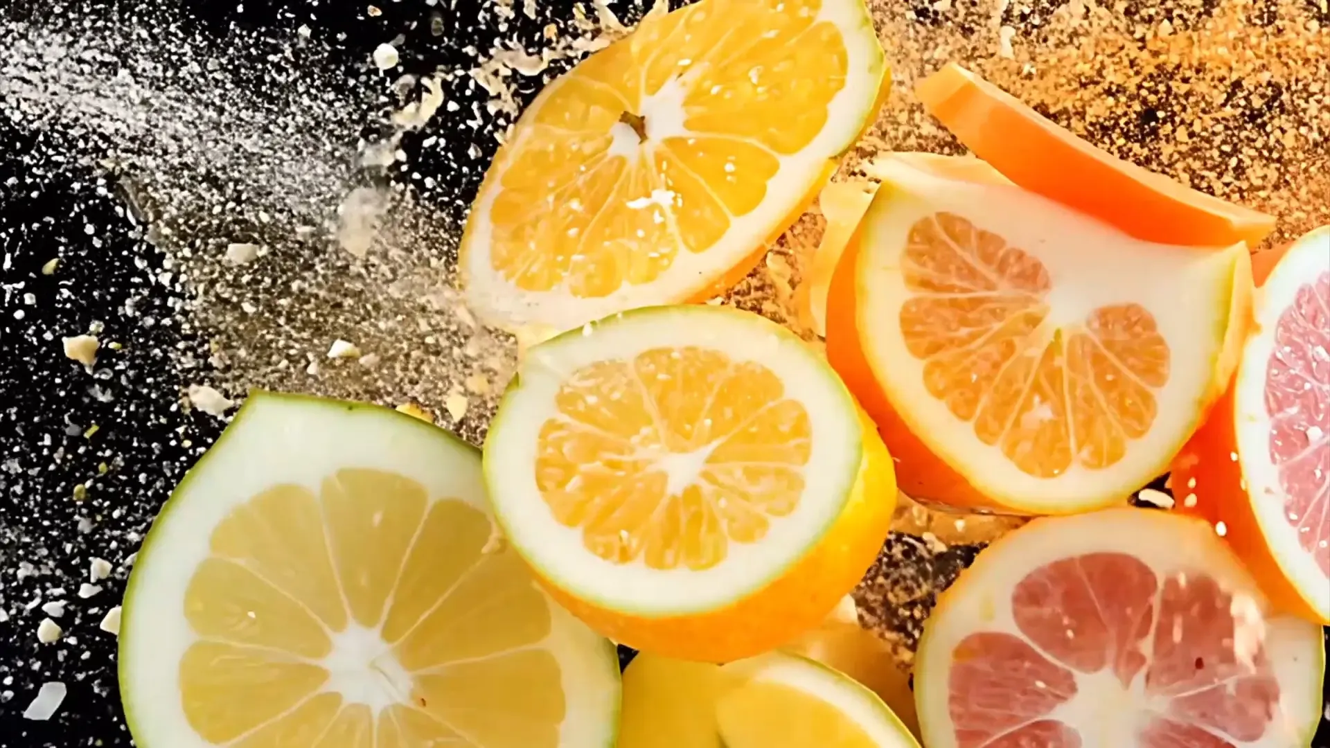 Vibrant Citrus Splash Overlay for Healthy Food and Drink Videos